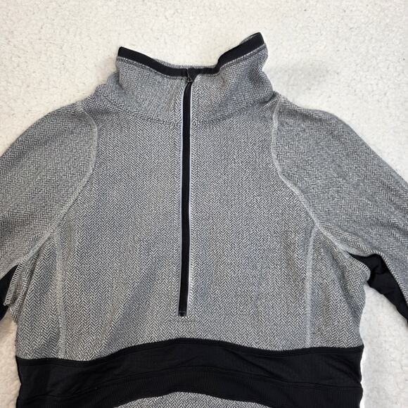 Lululemon Run Full Tilt Jacket Ghost Herringbone Long Sleeve Pullover Size 6 - Picture 2 of 9